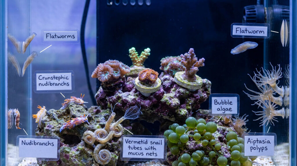 Common coral pests found on newly acquired reef tank corals.